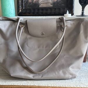 Longchamp Taupe Tote Bag - canvas in Grey